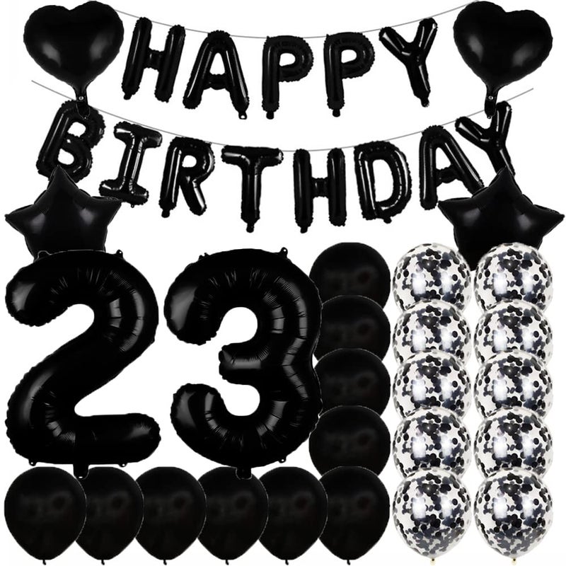 ZSNWGZ Sweet 23th Birthday Decorations Party Supplies,Black Number 23 Balloons,23th Foil Mylar Balloons Latex Balloon Decoration,Great 23th Birthday for Girls,Women,Men,Photo Props - Image 1